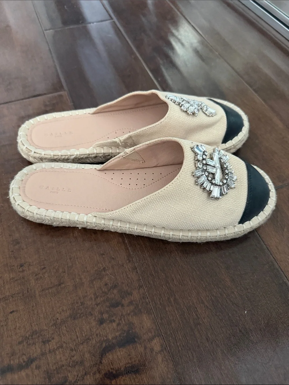 Gaelle Paris Embellished Espadrille Mules